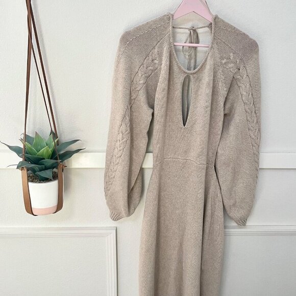 Joslin Studio Aurora Knit Long Sleeve Maxi Dress Flax Size M - Picture 2 of 9